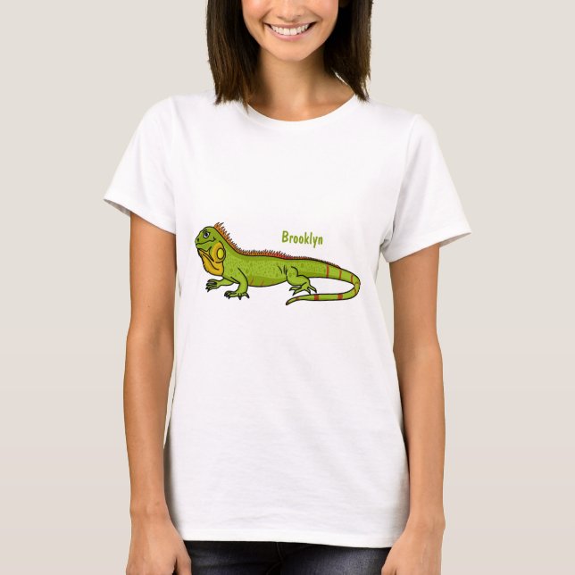 Camiseta Feliz desenho da iguana verde (Frente)