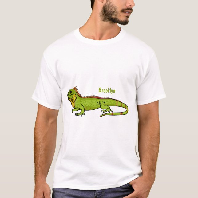 Camiseta Feliz desenho da iguana verde (Frente)