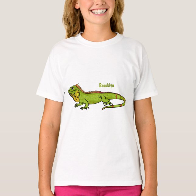 Camiseta Feliz desenho da iguana verde (Frente)