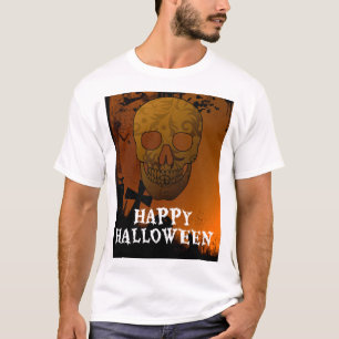 Camiseta Feliz Design de decoração do crânio de Halloween