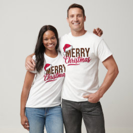 Camiseta Feliz Design de Natal com Papai Noel