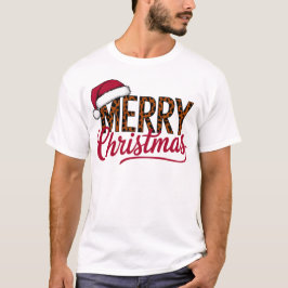 Camiseta Feliz Design de Natal com Papai Noel