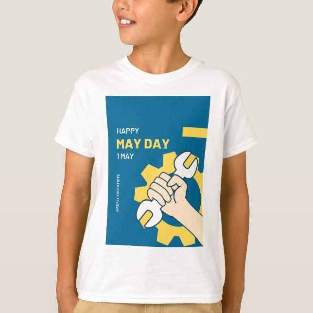 Camiseta Feliz design do dia do trabalhador (Frente)