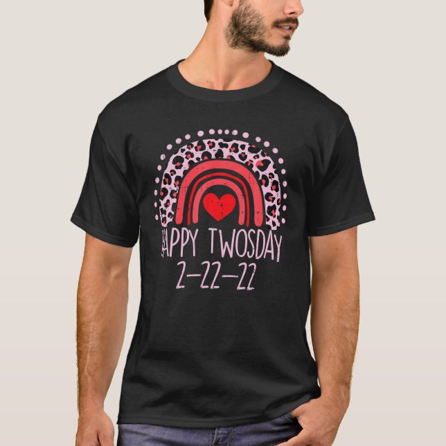 Camiseta Feliz Dia 2 22 22 Leopard Dia 2022 Teache (Frente)