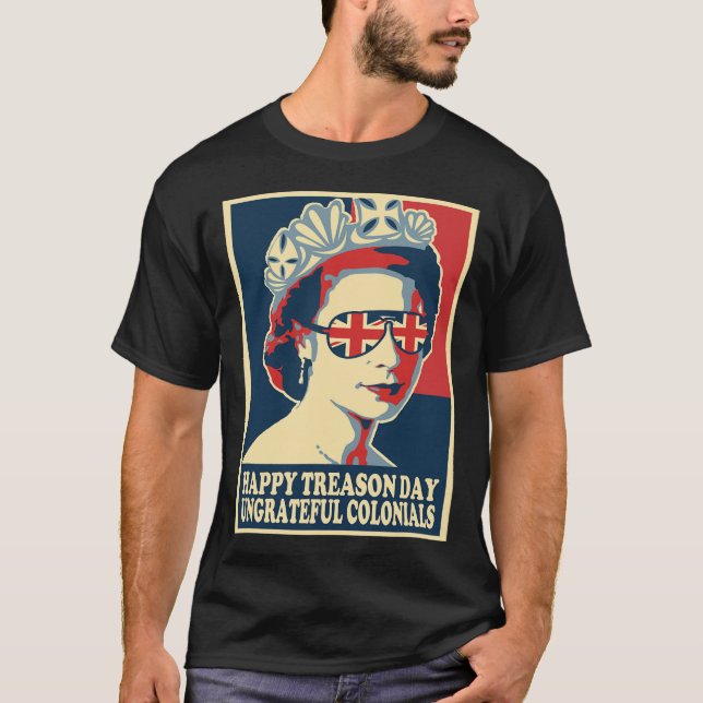 Camiseta Feliz Dia 4 De Julho De Coloni Britânico (Frente)