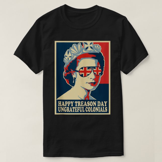 Camiseta Feliz Dia 4 De Julho De Coloni Britânico (Frente do Design)