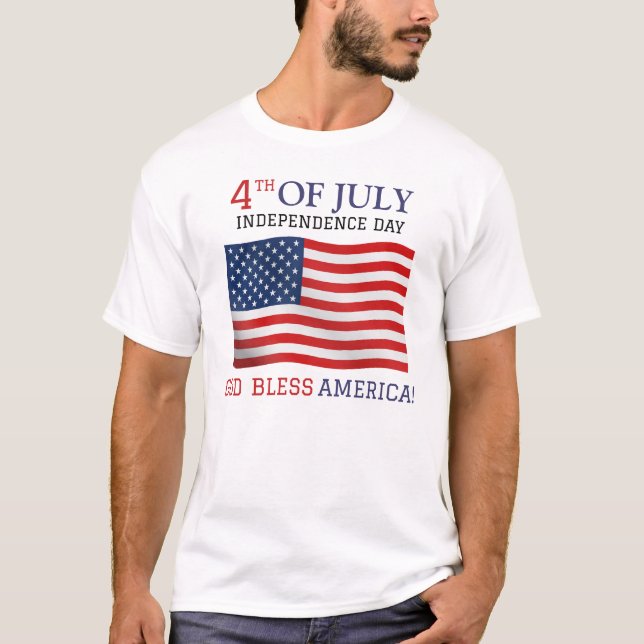 Camiseta Feliz dia 4 de julho Dia da Independência Azul Bra (Frente)