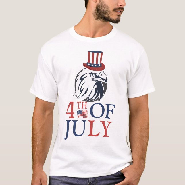 Camiseta Feliz dia 4 de julho Dia da Independência Azul Bra (Frente)