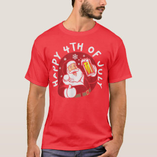 Camiseta Feliz Dia 4 De Julho Papais noeis Férias De Verão