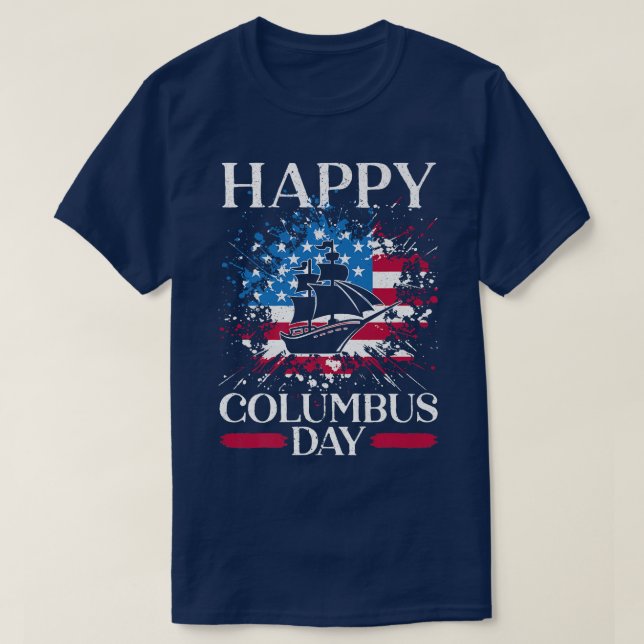 Camiseta Feliz Dia Colombo Christopher Columbus Italiano Na (Frente do Design)