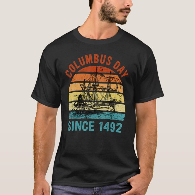 Camiseta Feliz Dia Colombo Primeiro Americano Italiano Navi (Frente)