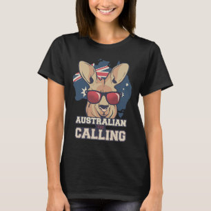 Camiseta Feliz Dia da Austrália, Kangaroo, com bandeira aus