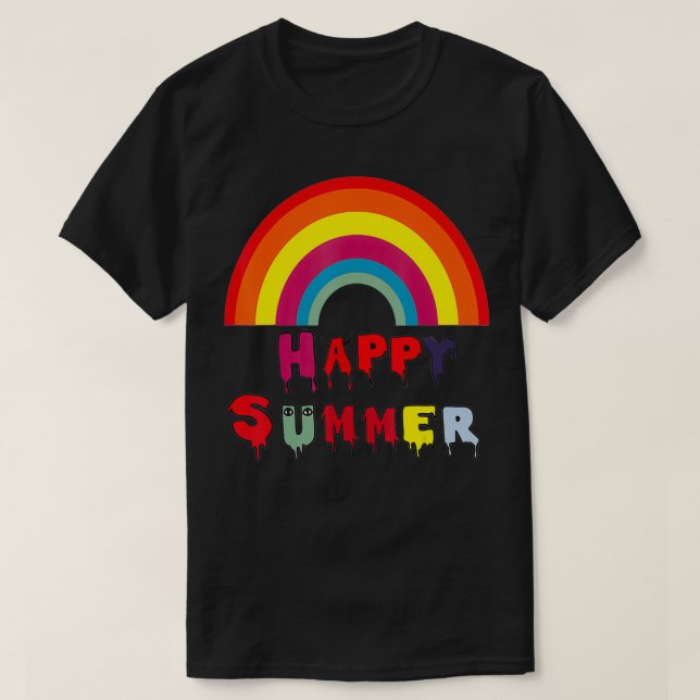 Camiseta Feliz Dia da Escola para Professores Rainbow Happ (Frente do Design)