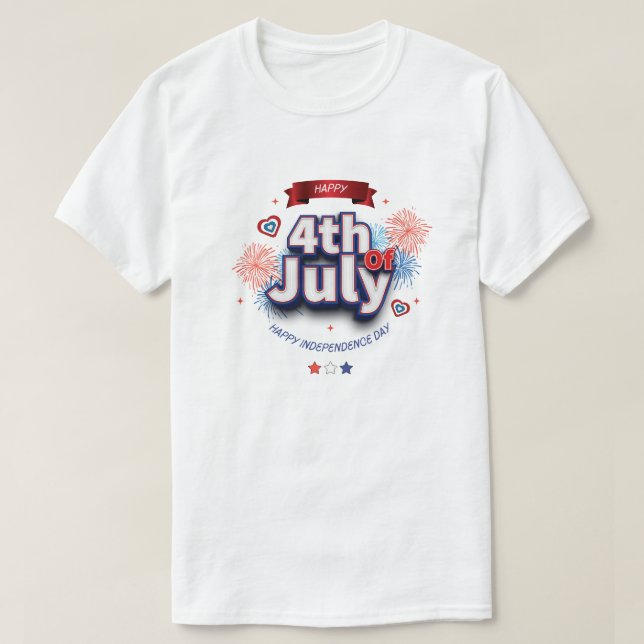 Camiseta Feliz Dia da Independência 4 de julho (Frente do Design)