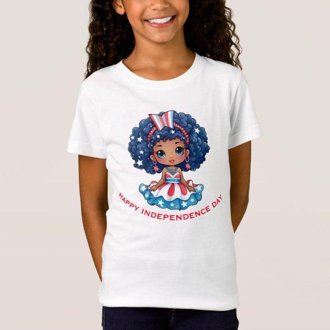 Camiseta Feliz Dia da Independência Bonita Dolata Americana (Frente)