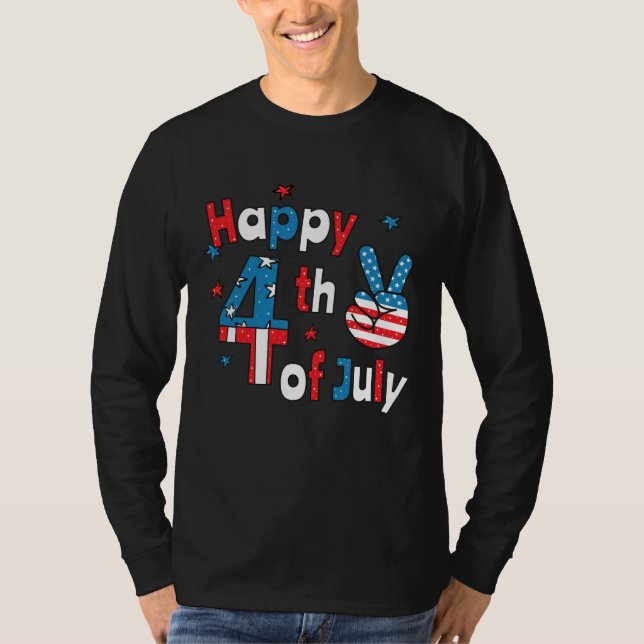 Camiseta Feliz Dia da Independência em 4 de julho (Frente)