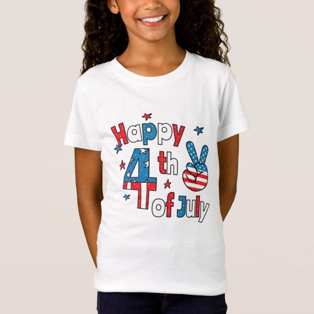 Camiseta Feliz Dia da Independência em 4 de julho (Frente)