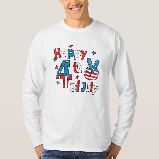 Camiseta Feliz Dia da Independência em 4 de julho (Frente)