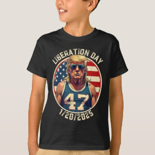 Camiseta Feliz Dia da Libertação Inauguração Trump Patrióti