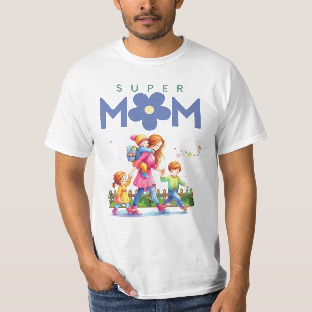 Camiseta Feliz dia da mãe - Super-mãe (Frente)