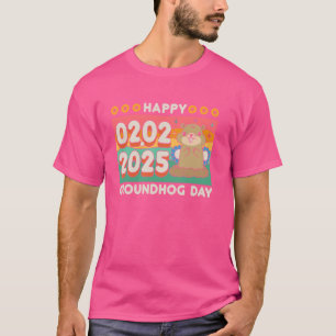 Camiseta Feliz Dia da Marmota fevereiro 2 2025 Retro Sunset