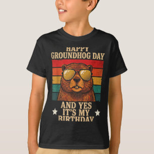 Camiseta Feliz Dia da Marmota Sim É Meu Aniversário Diverti