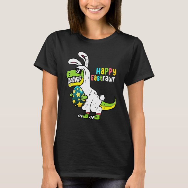 Camiseta Feliz Dia da Páscoa do leste Trex Páscoa Bunny Egg (Frente)