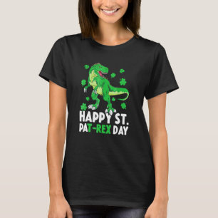 Camiseta Feliz dia da Rua PaT Rex Dinossaur Saint Patrick
