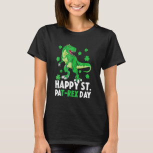 Camiseta Feliz dia da Rua PaT Rex Dinossaur Saint Patrick