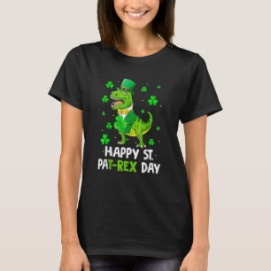 Camiseta Feliz dia da Rua PaT Rex Dinossaur Saint Patrick