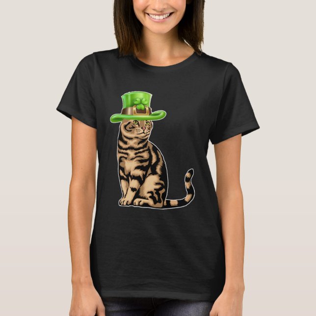 Camiseta Feliz Dia da Rua Santa Patrick Dia Gatinho (Frente)