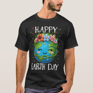 Camiseta Feliz Dia da Terra Coração Floral Dia da Terra Men