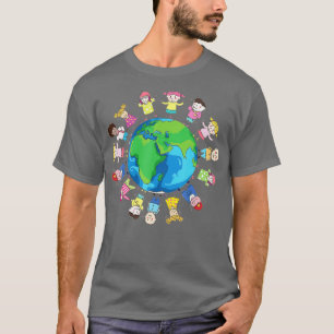 Camiseta Feliz Dia da Terra Crianças ao redor do mundo