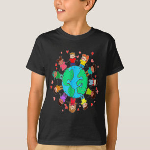 Camiseta Feliz Dia da Terra Crianças ao Redor do Mundo