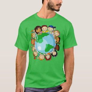 Camiseta Feliz Dia da Terra Crianças em volta do Teegigap M