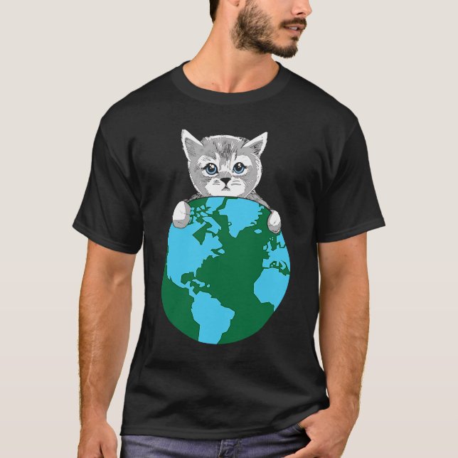 Camiseta Feliz Dia da Terra de Proteção de Gato Gato Gótico (Frente)