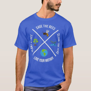 Camiseta Feliz Dia da Terra Plantas Árvores Limpas Águas Sa