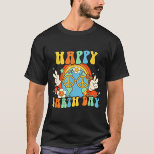 Camiseta Feliz Dia da Terra Sorriso Retro Groovy Paz