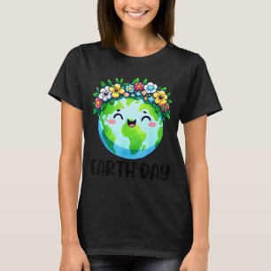 Camiseta Feliz dia da terra terra fofa com dia da terra flo