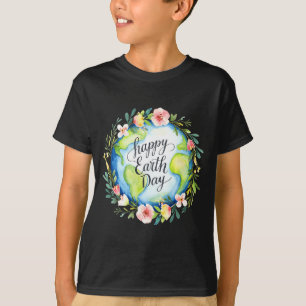 Camiseta Feliz dia da terra terra fofa com dia da terra flo