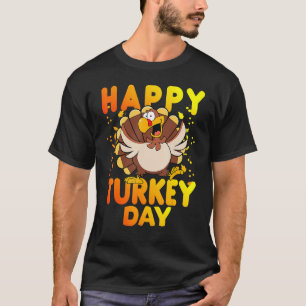 Camiseta Feliz Dia da Turquia Bonito Pequeno Peregrino Ação