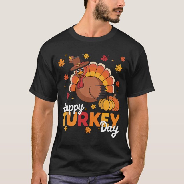 Camiseta Feliz Dia da Turquia Dia de Ação de Graças Família (Frente)