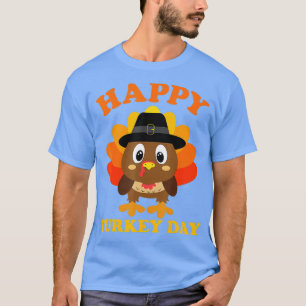 Camiseta Feliz Dia da Turquia Pequeno Peregrino Bonito Graç