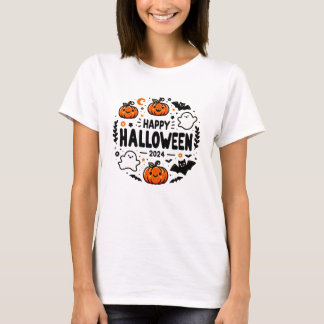 Camiseta Feliz Dia das Bruxas 2024 - Pumpkin, Fantasma e Ba