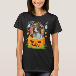 Camiseta Feliz Dia das Bruxas Abóbora Cão Pastor Americano