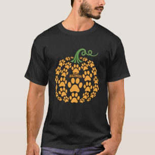 Camiseta Feliz Dia das Bruxas Abóbora Pata Amante de Cães I
