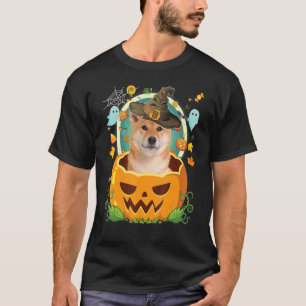 Camiseta Feliz Dia das Bruxas Abóbora Shiba Inu Cão Bruxa C