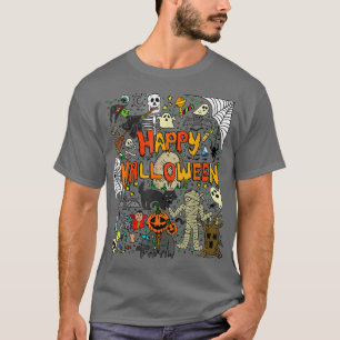 Camiseta Feliz Dia das Bruxas Assustador Meninas Meninas