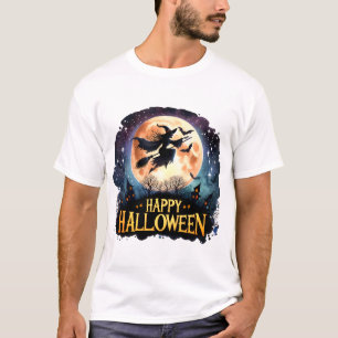 Camiseta Feliz Dia das Bruxas - Bruxa da Broom Voadora