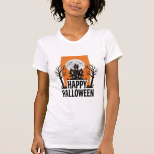 Camiseta Feliz Dia das Bruxas Casa Assombrada Gráfico Vinta